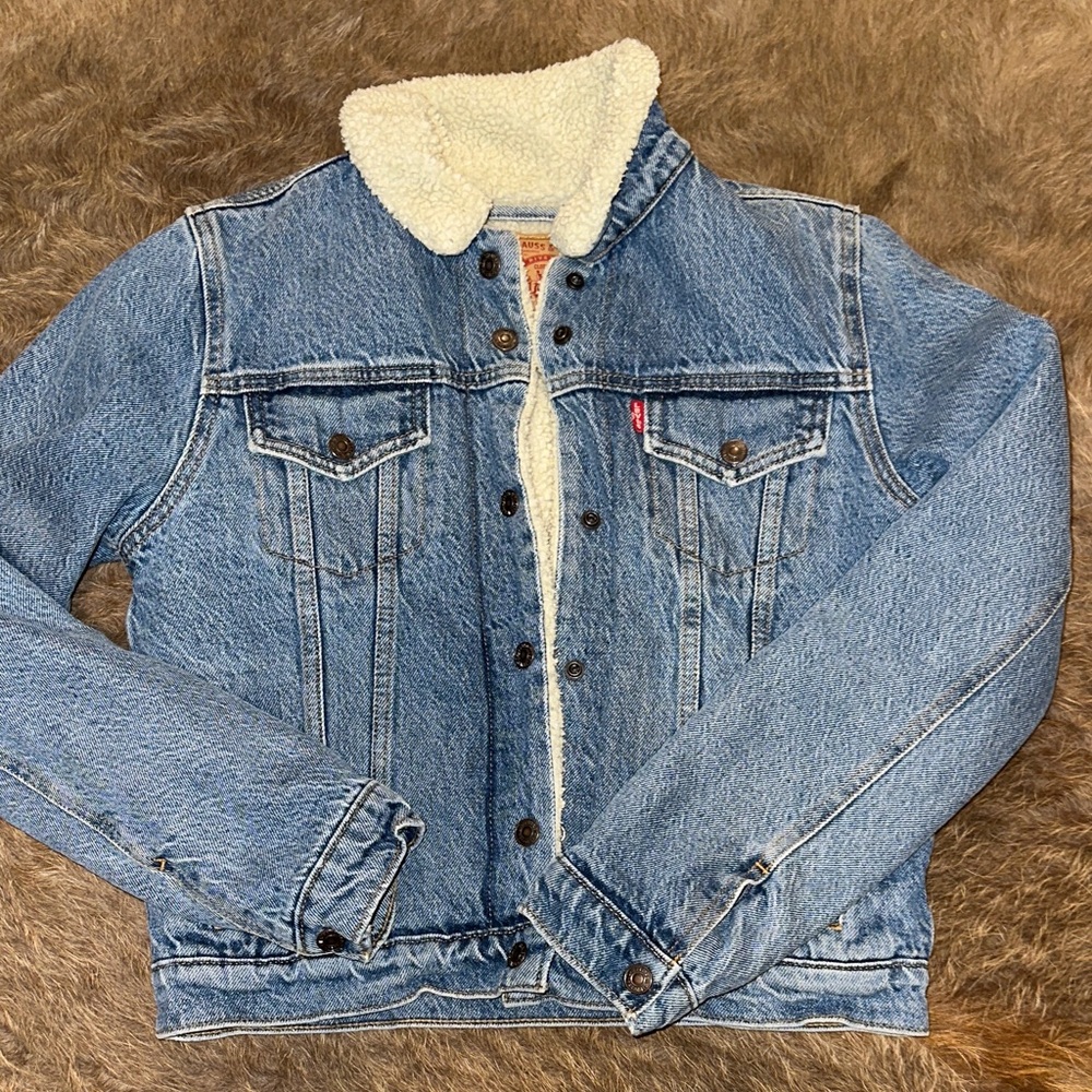 Levi's Blue Jean Jacket with White Sherpa Lining